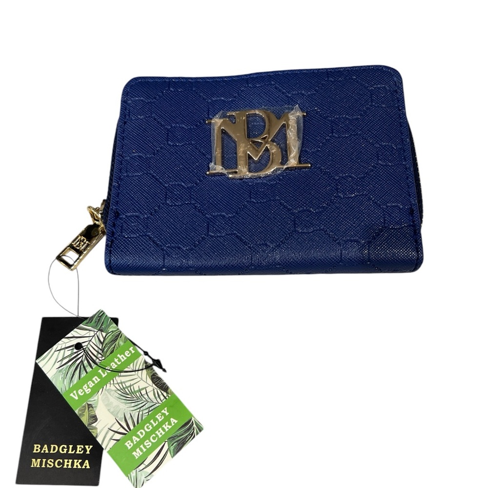 Badgley Mischka Electric Blue BiFold Wallet with Zipper